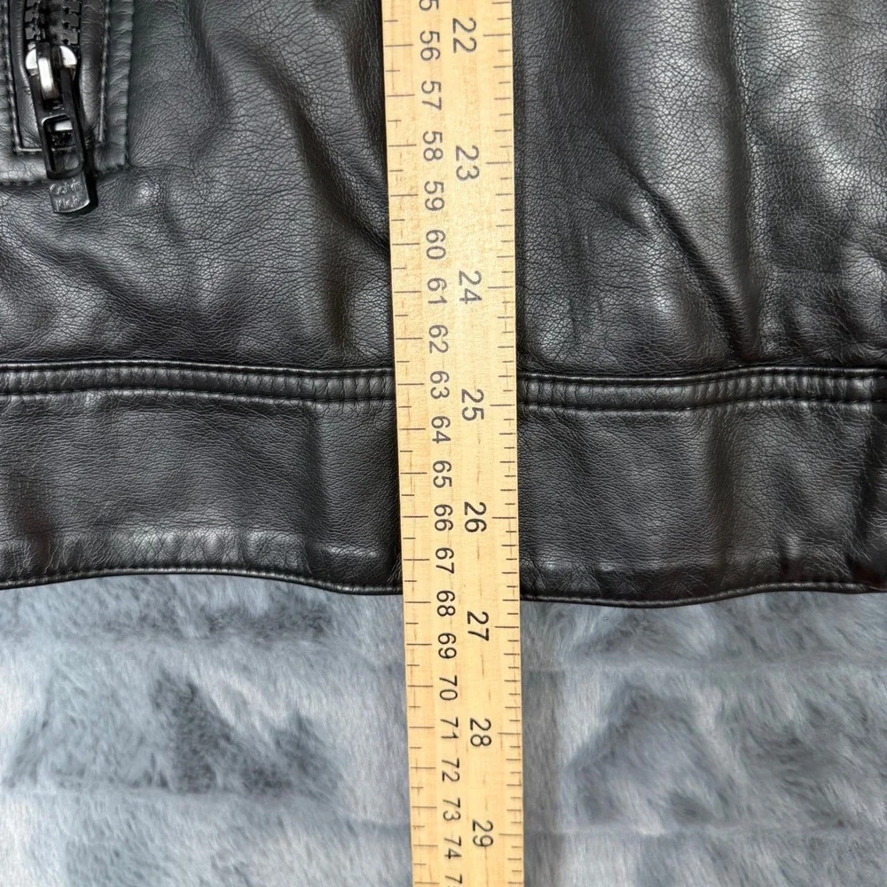 Calvin Klein Mens Faux Leather Hooded Moto Jacket Black Large 6653